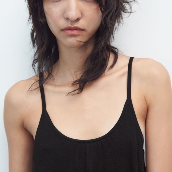 NWT ZARA RUFFLED KNIT DRESS  BLACK - REF. 2893/037 S - Picture 5 of 9